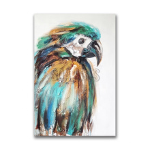 Hand Painted Modern Style Abstract Animal Colorful-Feather Parrot Oil Painting